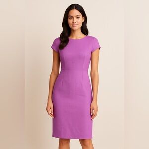 ANN TAYLOR Linen Dress Sheath Purple 6 Office Wedding Career Violet Wisteria